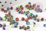 Petites Perles rocaille rayées multicolores 2.5x3mm, x 10gr (G1627)