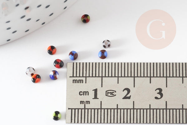 Petites Perles rocaille rayées multicolores 2.5x3mm, x 10gr (G1627)