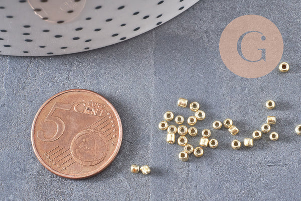 Petites perles rocaille dorée brillantes 2mm, x 20gr (G2034)