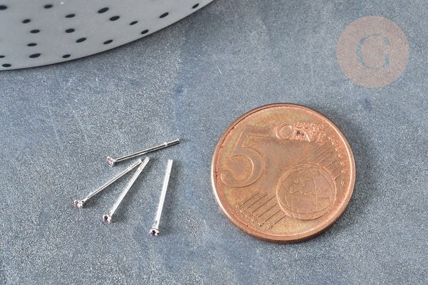 Piercing clou argent 925 massif strass couleur améthyste 1.5mm,x1 (G7596)