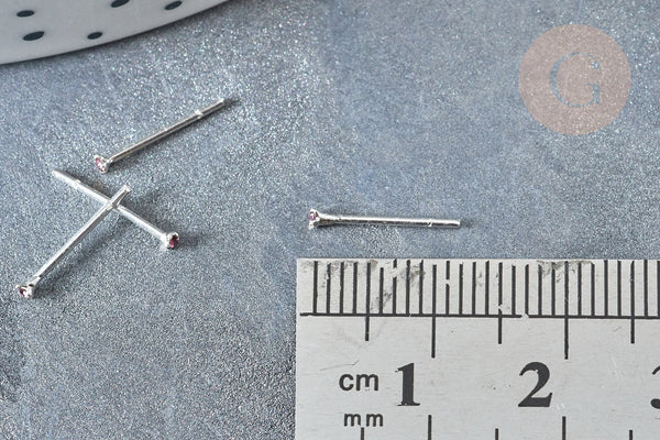 Piercing clou argent 925 massif strass couleur améthyste 1.5mm,x1 (G7596)