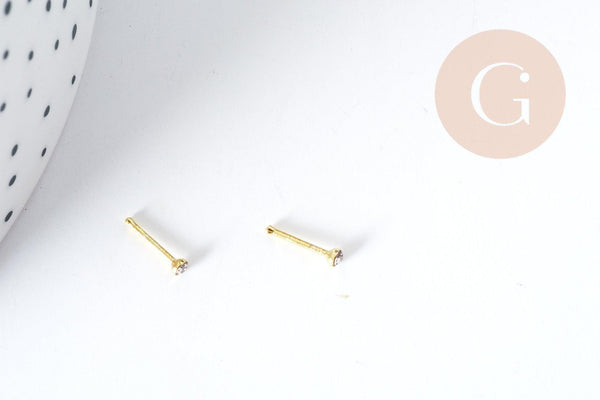 Piercing nez acier 316L chirurgical inoxydable strass blanc 2mm, piercing acier x1 G9005