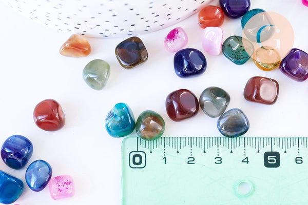 Pierre Pépite agate naturelle multicolore roulée 6-13mm non percé, x20gr (G5722)