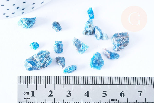 Pierre apatite bleue naturelle brute 10-35mm, pierre naturelle semi-précieuse, lithothérapie, x1 (G6454)