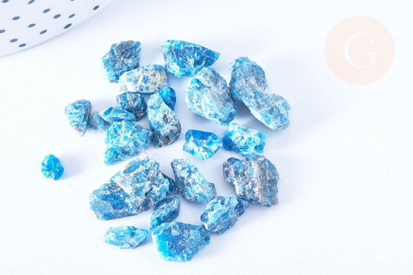 Pierre apatite bleue naturelle brute 10-35mm, pierre naturelle semi-précieuse, lithothérapie, x1 (G6454)