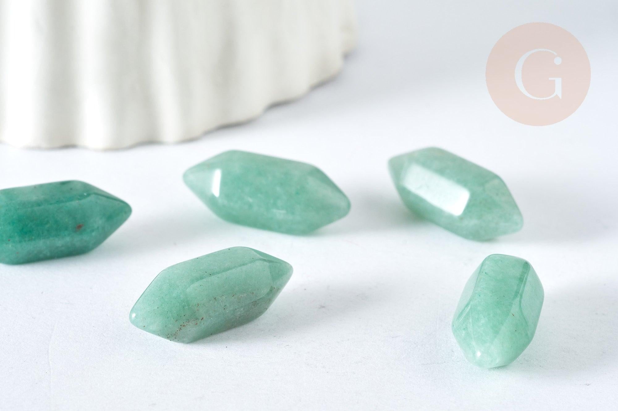 Pierre aventurine naturelle verte double pointes 20mm, pierre semi-precieuse, séance lithothérapie, x1 G7532