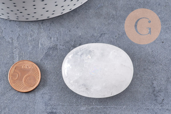 Pierre calcédoine naturelle roulée 44-46mm, fourniture spiritualité, pierre naturelle, litotherapie, x1 (G5765)