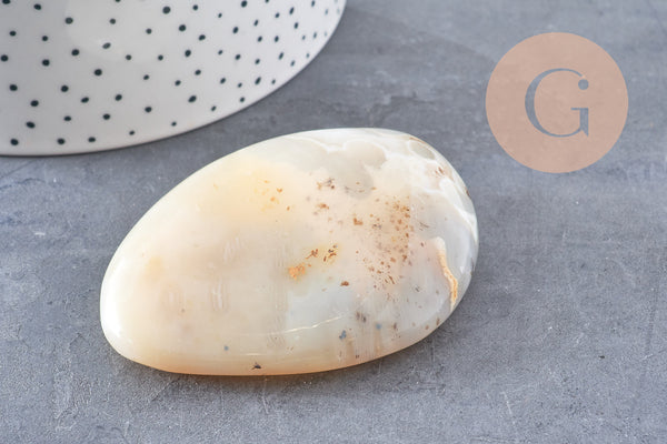 Pierre chalcédoine naturelle roulée, galet chalcédoine, pierre semi-precieuse,pierre grise naturelle, x1 (G5215)