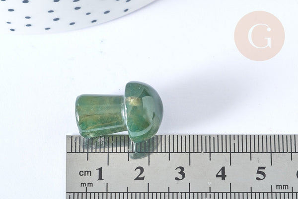 Pierre de massage champignon agate mousse naturelle lithothérapie 20-21mm, pierre lithothérapie, x1, G7551