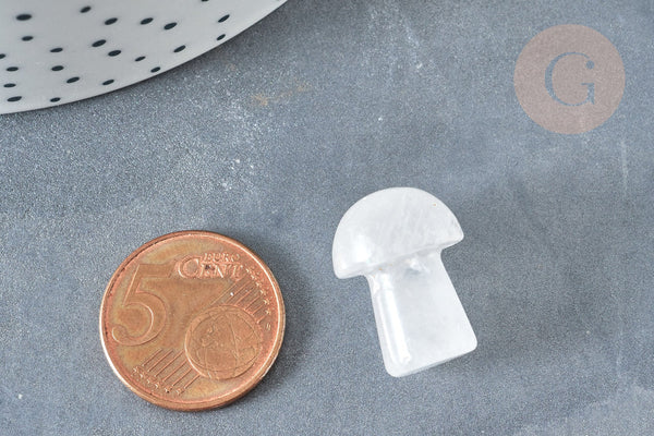 Pierre de massage champignon cristal de roche naturel lithothérapie 20-21mm, cristal de roche, lithothérapie, x1, G7509