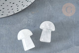 Pierre de massage champignon cristal de roche naturel lithothérapie 20-21mm, cristal de roche, lithothérapie, x1, G7509