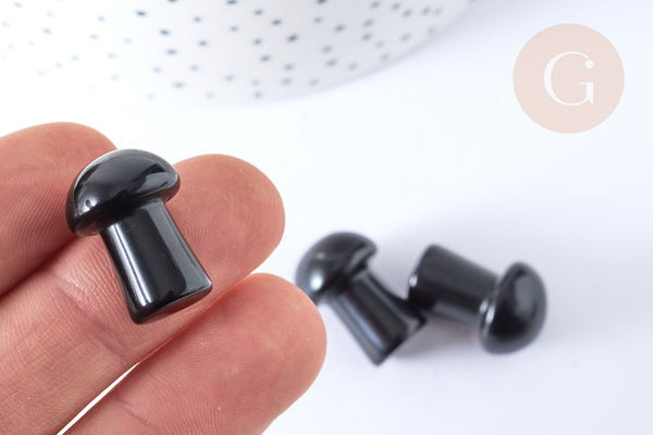 Pierre de massage champignon obsidienne naturelle lithothérapie 20-21mm, pierre lithothérapie, x1, G7550