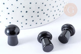 Pierre de massage champignon obsidienne naturelle lithothérapie 20-21mm, pierre lithothérapie, x1, G7550