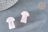 Pierre de massage champignon quartz rose naturel lithothérapie 21mm,quartz rose, lithothérapie, x1, G7511