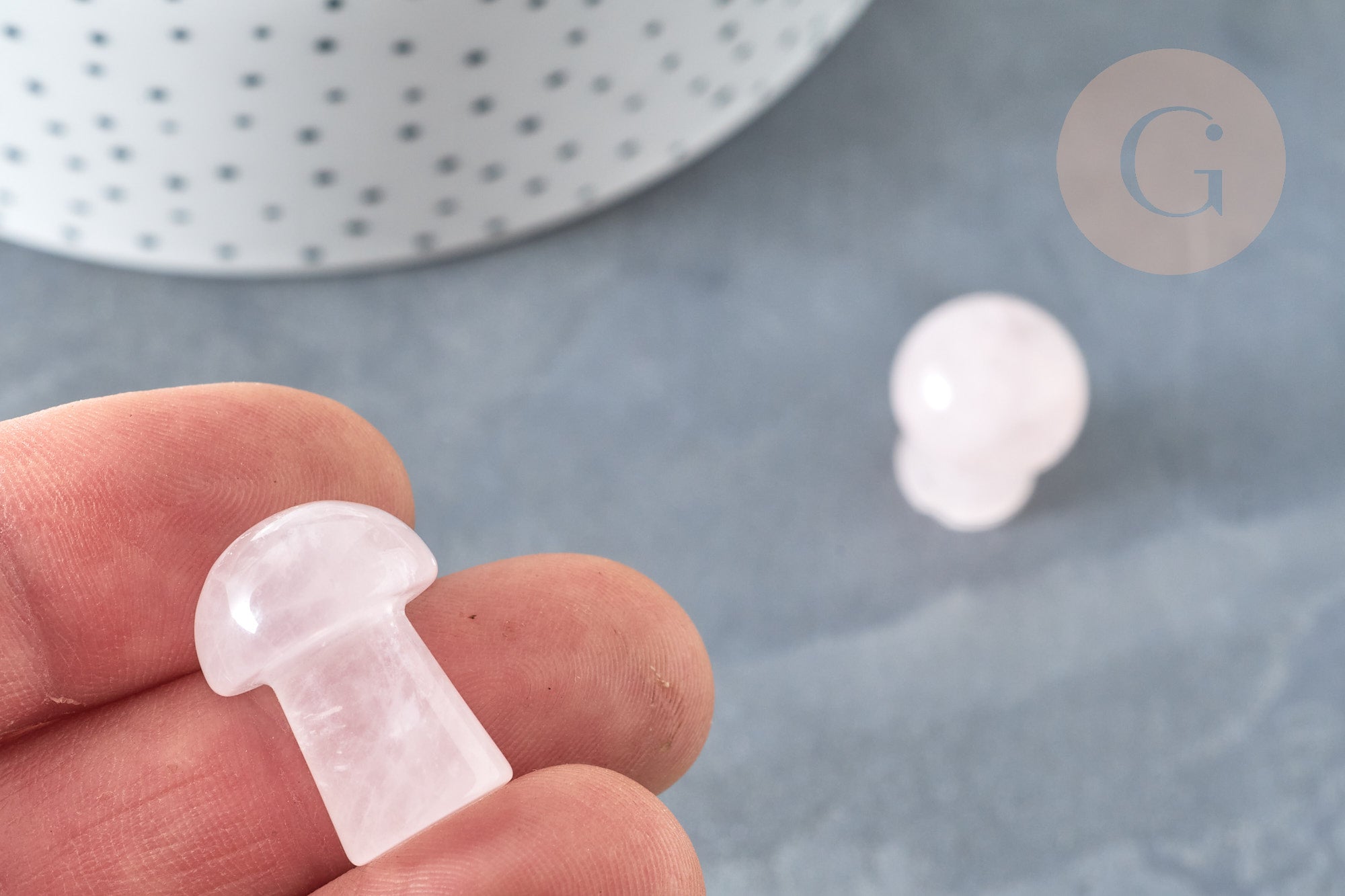 Pierre de massage champignon quartz rose naturel lithothérapie 21mm,quartz rose, lithothérapie, x1, G7511
