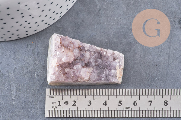 Pierre druse améthyste naturelle 25-47mm, pierre lithotthérapie décoration de la maison, x1 (G5766)