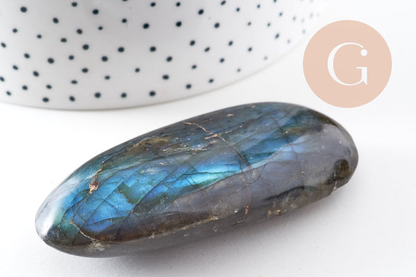 Pierre labradorite naturelle roulée, galet labradorite, pierre semi-precieuse,pierre grise naturelle, x1 (G5233)