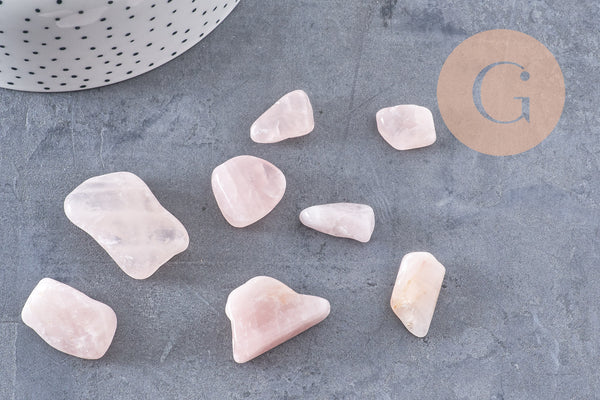 Pierre quartz rose naturel brute roulée, x20gr (G0255)