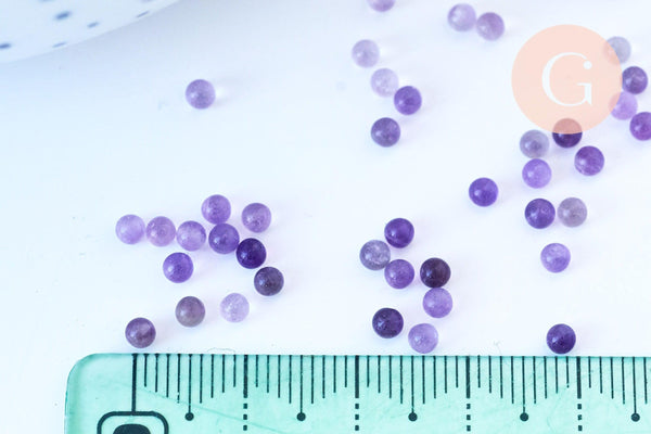 Pierre ronde améthyste naturelle non percée 3mm, x20 (G5836)