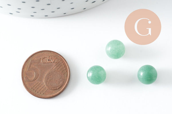 Pierre ronde aventurine verte naturelle non percée 8mm, x1 (G3898)