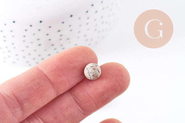 Pierre ronde bois pétrifié non percée 8mm, x1 (G3927)