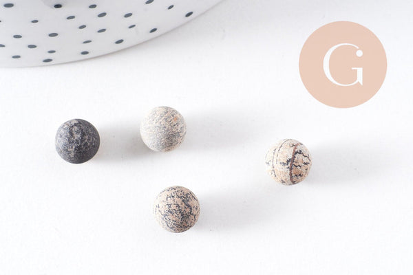 Pierre ronde bois pétrifié non percée 8mm, x1 (G3927)