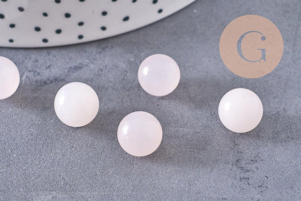 Pierre ronde quartz rose naturel non percée 10mm, x1 (G3966)