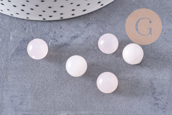 Pierre ronde quartz rose naturel non percée 10mm, x1 (G3966)
