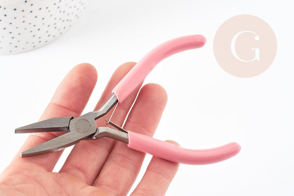 Pince plate fabrication de bijoux acier support rose 12cm, x1 (G5895)