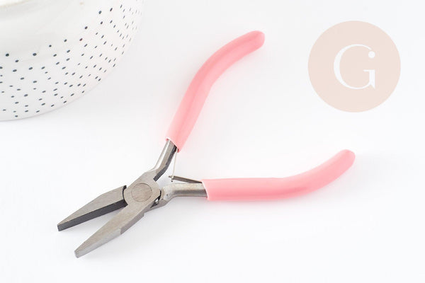 Pince plate fabrication de bijoux acier support rose 12cm, x1 (G5895)