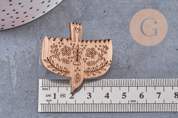 Pin’s Broche oiseau renard ours cœur bois 40mm, x1 (G11007)