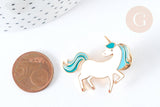 Pin's licorne bleue zamac doré émail bleu et blanc 29mm, x1 (G7349)