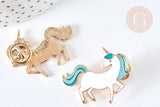 Pin's licorne bleue zamac doré émail bleu et blanc 29mm, x1 (G7349)