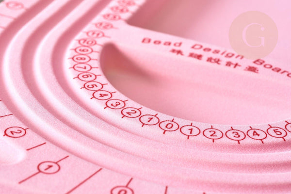 Plateau d'assemblage perles pour fabrication collier ROSE 24x33cm, comptage de perles, avec mesures graduées, x1 (G7051)