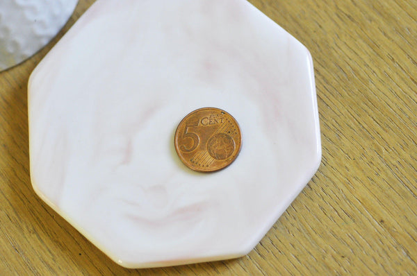 Plateau porcelaine Marbre rose et blanc, présentoir bijoux, un support décoratif minimaliste pour poser vos bijoux,9.1cm, x1 G5112