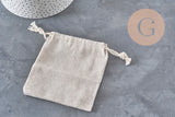 Pochette bijou coton blanc écru 12cm, x1 (G2376)
