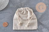 Pochette bijou coton blanc écru 12cm, x1 (G2376)