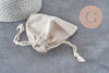 Pochette bijou coton blanc écru 12cm, x1 (G2376)