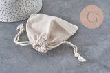 Pochette bijou coton blanc écru 12cm, x1 (G2376)
