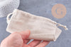 Pochette bijou coton blanc écru 17x12cm, emballage et rangement bijoux, x1 (G10327)