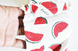 Pochette bijou coton imprimé pastèque 14cm, x1 (G1782)