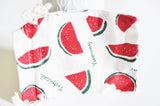 Pochette bijou coton imprimé pastèque 14cm, x1 (G1782)