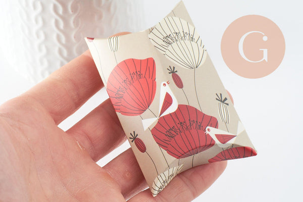 Pochette carton fleurs coquelicots 9.5x5.5cm, x10 G9476