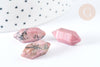 Pointe Rhodochrosite naturelle non percée 19~22mm, pointe double, pierre naturelle polie,bijoux lithothérapie, x1 G7531