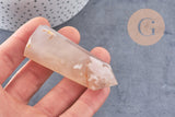 Pointe agate fleur naturelle roulée, agate fleur naturelle, pierre semi-precieuse, séance lithothérapie, x1 (G4864)