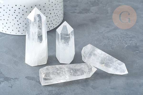 Pointe cristal de roche naturel 34-100mm, quartz naturel, pierre semi-précieuse, séance lithothérapie, x1 (G7942)