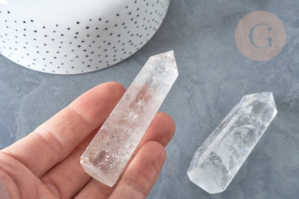 Pointe cristal de roche naturel 34-100mm, quartz naturel, pierre semi-précieuse, séance lithothérapie, x1 (G7942)