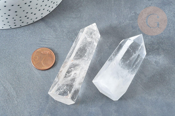 Pointe cristal de roche naturel 34-100mm, x1 (G7942)