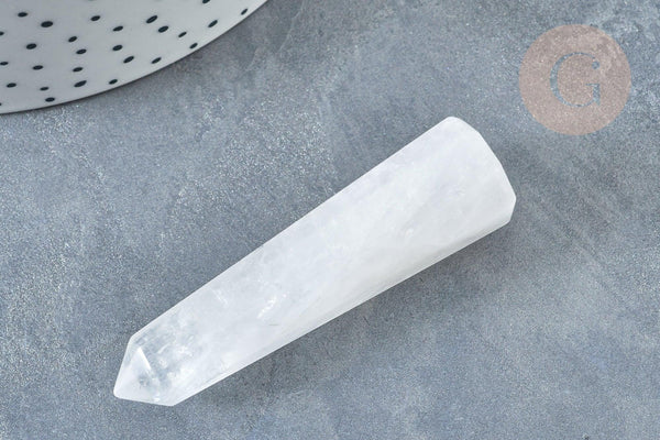 Pointe cristal de roche naturel 59~61mm, quartz naturel, pierre semi-précieuse, séance lithothérapie, x1 (G7941)