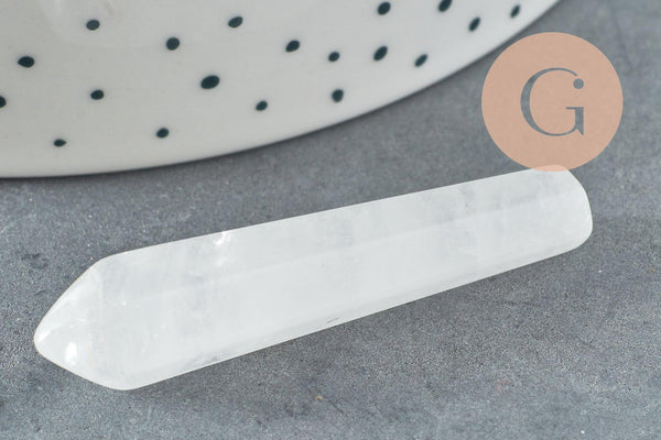 Pointe cristal de roche naturel non percée 50mm, x1 (G6709)